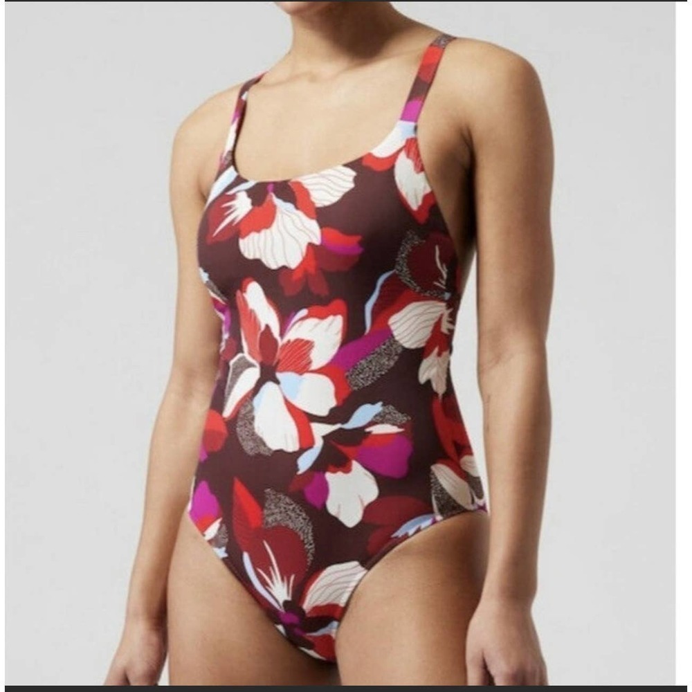 Athleta Hermosa One Piece Hero Bloom Decadent Chocolate Floral Swimsuit Size: S